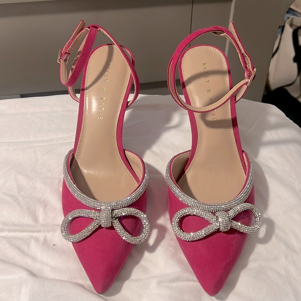 Kelly and Katie pink glam heels